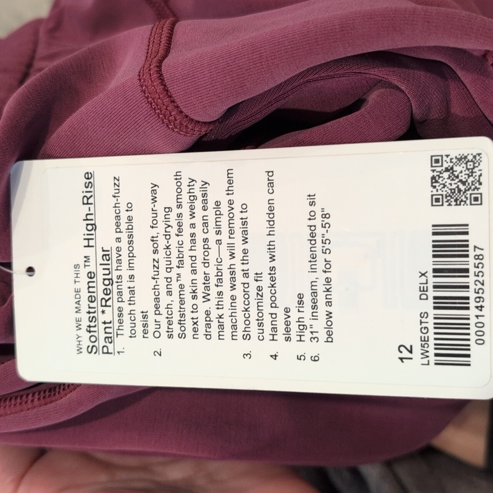 NWT Lululemon Softstreme High-Rise Pant *Regular Deep Luxe - Picture 6 of 10